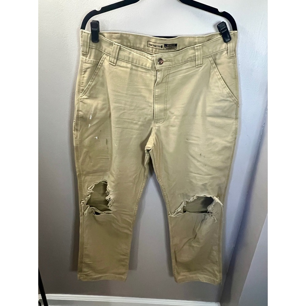 Carhartt Distressed Rugged Flex Relaxed Fit Canvas Thrashed VTG Work Pants 36x30